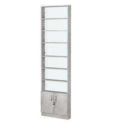 Стеллаж из ДСП с 6-ю полками 100x600 мм серии LEVEL-6 №1-1 (З/C - СТЕКЛО), Метрополитан Грей