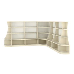 Угловой низкий стеллаж ГАРАНТ №3-О с ограничителями, Крем Вайс + Белый