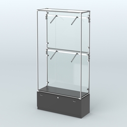 Торговая система ХРОМ (задняя стенка - стекло) 1200 мм №3-1 с тумбой Т-11 и поручнями, Черный