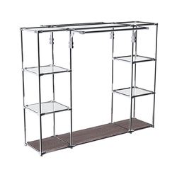 Хромированный стенд-вешало TD-46 №1-4 Хром с полками Зеркало 4мм, Ясень Анкор темный - U31105