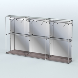 Торговая система ХРОМ (задняя стенка - зеркало) 3600 мм с поручнями №7, Ясень Анкор темный