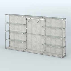 Торговая система ХРОМ (задняя стенка - ДСП) 3600 мм с прозрачными полками и поручнями №9, Метрополитан Грей