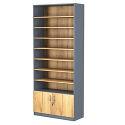 Стеллаж из ДСП с 7-ю полками 350x900 мм серии LEVEL-7 №13 (З/C - ДВП), Темно-серый и Дуб Золотистый