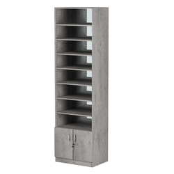 Стеллаж из ДСП с 8-ю полками 400x600 мм серии LEVEL-8 №7-2 (З/C - ЗЕРКАЛО), Бетон Чикаго светло-серый F186 ST9