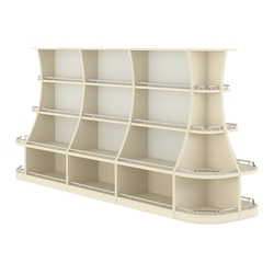 Островной низкий стеллаж ГАРАНТ №4-О с ограничителями, Крем Вайс + Белый