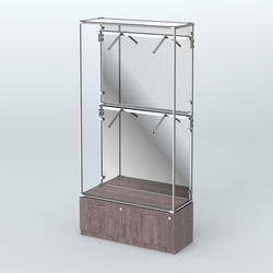 Торговая система ХРОМ (задняя стенка - зеркало) 1200 мм №3-3 с тумбой Т-15 и поручнями, Ясень Анкор темный