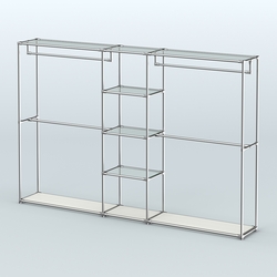 Торговая система ХРОМ без ДСП 3030 мм с прозрачными полками и поручнями №4, Белый