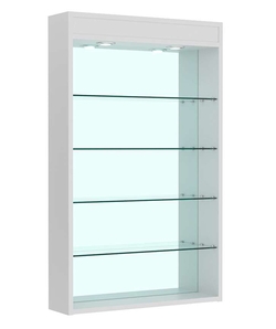 Витрина настенная №2-4Г высокая зеркальная с подсветкой, Серый