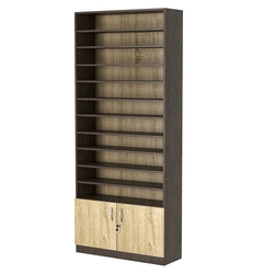 Стеллаж из ДСП с 10-ю полками 300x900 мм серии LEVEL-10 №12 (З/C - ДВП), Дуб Венге + Дуб Сонома