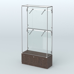 Торговая система ХРОМ (задняя стенка - стекло) 1200 мм №3-1 с тумбой Т-11 и поручнями, Дуб Венге