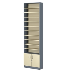 Стеллаж из ДСП с 10-ю полками 200x600 мм серии LEVEL-10 №3 (З/C - ДВП), Темно-серый + Крем Вайс