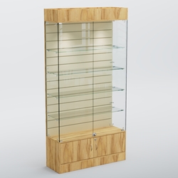 Витрина СЕТЬ №3-П с экономпанелью и полками, Дуб Золотистый