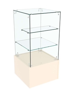 Прилавок с двумя полками из прозрачного стекла Истра №11 (открытый), Крем Вайс