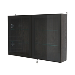 Витрина настенная №3-1А широкая со стеклянными полками серии Collecto, Дуб Венге