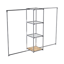 Хромированное вешало ЛИНИЯ №2-4 с зеркальными полками 4 мм, Дуб Золотистый