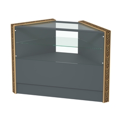 Недорогой прилавок угловой с декоративными молдингами №ПДМ-9, Темно-Серый