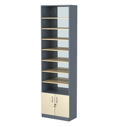 Стеллаж из ДСП с 7-ю полками 300x600 мм серии LEVEL-7 №5-1 (З/C - ЗЕРКАЛО), Темно-серый + Крем Вайс