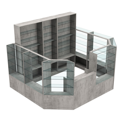 Торговый пристенный островок ГРАЦИЯ №10 (открытый) (7.43 кв.м), Бетон Чикаго светло-серый F186 ST9