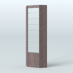 Высокая витрина серии Эконом №305А внутренний угол (без дверей), Ясень Анкор темный