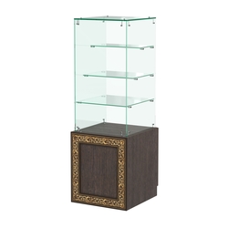 Стеклянный прилавок с декором и крепежами №СПБА-206, Дуб Венге