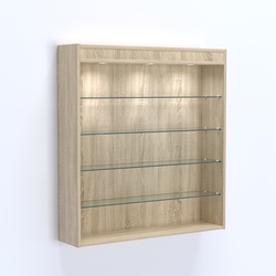 Витрина настенная №204-3Г открытая с четырьмя полками и фризом, Дуб Сонома