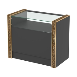 Недорогой прилавок с большим накопителем и декоративными молдингами №ПДМ-2-900, Черный