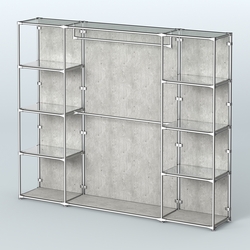 Торговая система ХРОМ (задняя стенка - ДСП) 3600 мм с зеркальными полками и поручнями №3, Метрополитан Грей