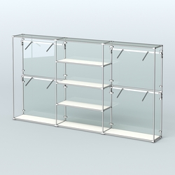 Торговая система ХРОМ (задняя стенка - стекло) 3600 мм с полками ДСП и поручнями №5, Белый