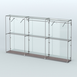 Торговая система ХРОМ (задняя стенка - стекло) 3600 мм с поручнями №3, Ясень Анкор темный