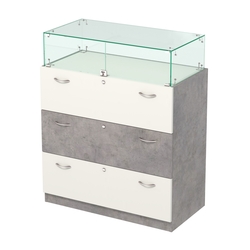 Селена-114 комбо, Бетон Чикаго светло-серый + Белый