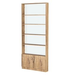 Стеллаж из ДСП с 4-мя полками 150x900 мм серии LEVEL-4 №9-1 (З/C - СТЕКЛО), Дуб Канзас коричневый