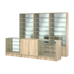 Комплект витрин с наклонными полками SL-6 №12-2 и прилавков ЭК-4, Дуб сонома