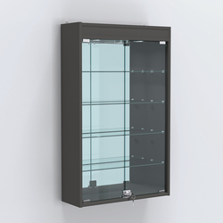 Витрина настенная №202-4А зеркальная с четырьмя полками и подсветкой, Черный