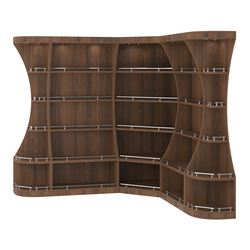 Угловой высокий стеллаж ГАРАНТ №2-О с ограничителями, Орех