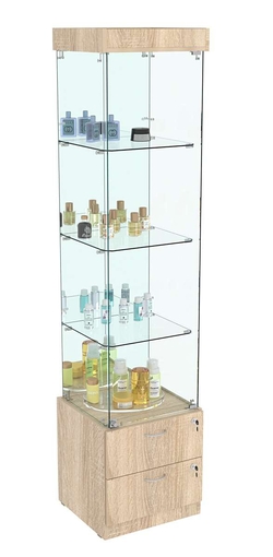 Витрина ХРУСТАЛЬ №4 стаканчик (задняя стенка - зеркало), Дуб сонома