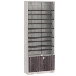 Витрина серии "Смок" №1-ДП-800 (с доп. полками), Ясень Анкор светлый + Ясень Анкор темный