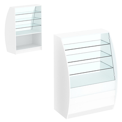 Торговый прилавок со стеклом серии БРИЗ №1-900 широкий, Белый