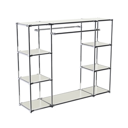 Хромированный стенд-вешало TD-45 №1-3 Хром с полками ДСП 16мм, Белый