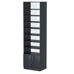 Стеллаж из ДСП с 7-ю полками 400x600 мм серии LEVEL-7 №7-1 (З/C - СТЕКЛО), Антрацит