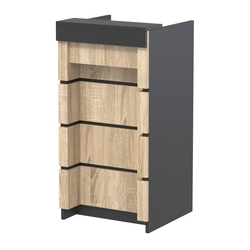 Торговый кассовый прилавок на колесах с утопленным фасадом №УФК-2-1, Черный + Дуб Сонома