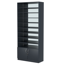 Стеллаж из ДСП с 8-ю полками 350x900 мм серии LEVEL-8 №13-2 (З/C - ЗЕРКАЛО), Антрацит