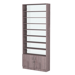 Стеллаж из ДСП с 7-ю полками 250x900 мм серии LEVEL-7 №11-1 (З/C - СТЕКЛО), Ясень Анкор темный