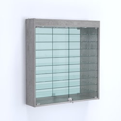 Витрина настенная №204-8А зеркальная с верхним светом и девятью полками, Бетон Чикаго светло-серый F186 ST9