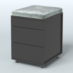 Тумба мобильная Фламинго 2 ящика + 1 ящик-лоток с подушкой, Черный