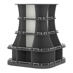 Островной низкий стеллаж ГАРАНТ №6-О с ограничителями, Черный и Белый