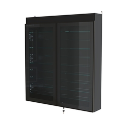 Витрина настенная №4-7А с фризом и девятью стеклянными полками серии Collecto, Черный