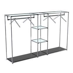 Хромированный стенд-вешало TD-51 №1-1 Хром с прозрачными полками стекло 6мм, Черный