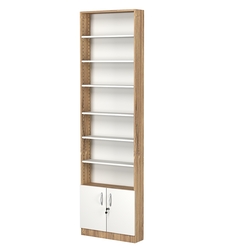 Стеллаж из ДСП с 6-ю полками 150x600 мм серии LEVEL-6 №2 (З/C - ДВП), Дуб Канзас коричневый + Белый