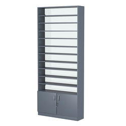 Стеллаж из ДСП с 10-ю полками 250x900 мм серии LEVEL-10 №11-1 (З/C - СТЕКЛО), Темно-Серый