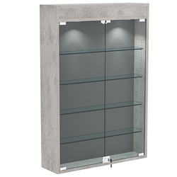 Настенная витрина с бархатом серии БАРОН №2-3А (четыре полки), Бетон Чикаго + 16 Grey